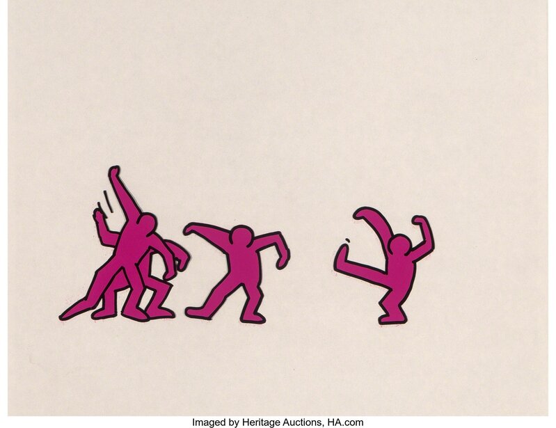 Keith Haring, ‘Sesame Street Break-Dancers, three works’, Mixed Media, Marker on overhead sheet, Heritage Auctions