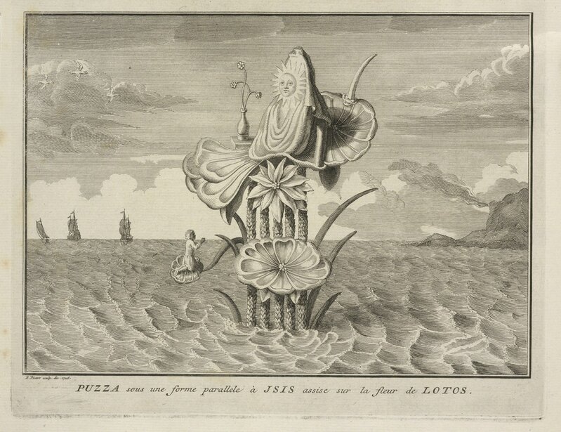 Bernard Picart, ‘Puzza in the likeness of Isis, Seated on a Lotus Flower’, 1723, Engraving, Getty Research Institute