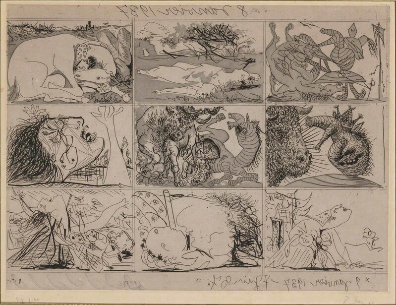 Pablo Picasso, ‘SUEÑO Y MENTIRA DE FRANCO (B. 297-298; BAER 615-616; CRAMER BOOKS 28)’, 1937, Print, Set of two etchings and aquatints, Doyle