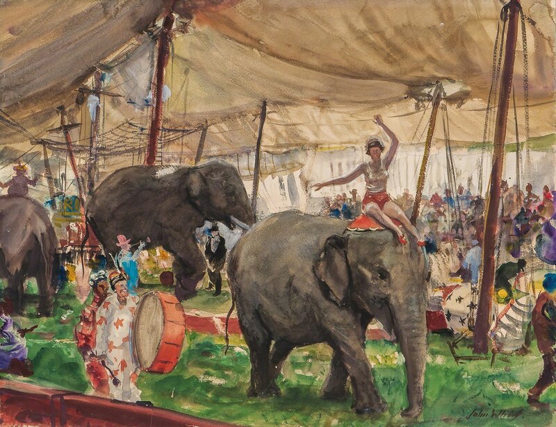 John Whorf, ‘Country Circus’, Drawing, Collage or other Work on Paper, Watercolor on paper, unframed., Skinner