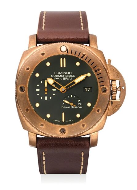 Panerai, ‘A fine and rare limited edition bronze wristwatch with date, power reserve indicator, certificate and presentation box, numbered 18 of a limited edition of 1,000 pieces’, 2013