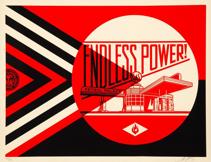 Shepard Fairey, ‘Endless Power Patrol Palace (Red)’, 2019, Print, Screenprint in colors on speckled cream paper, Heritage Auctions