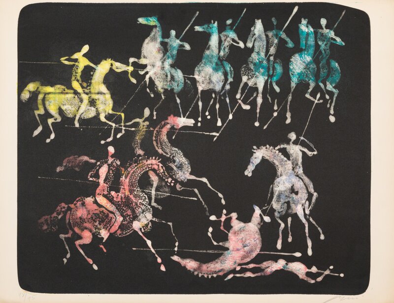 Hans Erni, ‘A Group of Seven Works: Two Horses and a Cat, Riders, Male Figure, Male Figure, Riders, Male Figure, Europa, and Revolving Man’, Print, Lithographs, Freeman's | Hindman