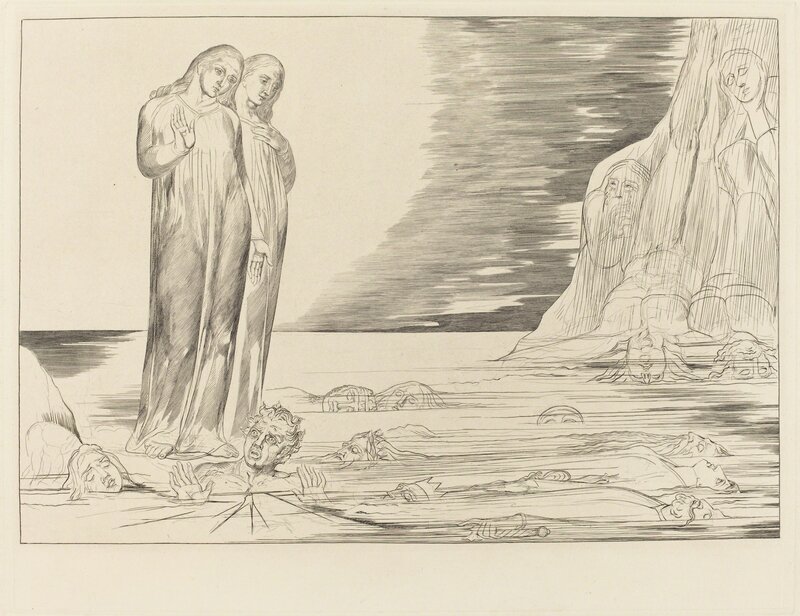 William Blake (1757-1827), ‘The Circle of the Traitors; Dante's Foot Striking Bocca degli Abbate’, 1827, Print, Engraving, National Gallery of Art, Washington, D.C.