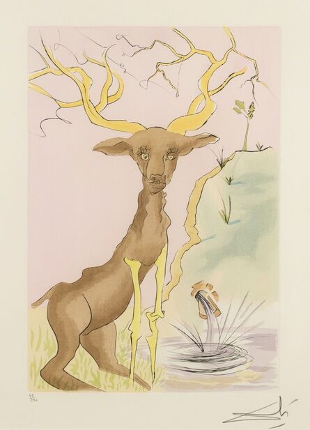 Salvador Dalí, ‘The Stag Reflected in the Water (from La Fontaine's Bestiary Dalinized) (M & L 659; FIeld 74-1-G)’, 1974