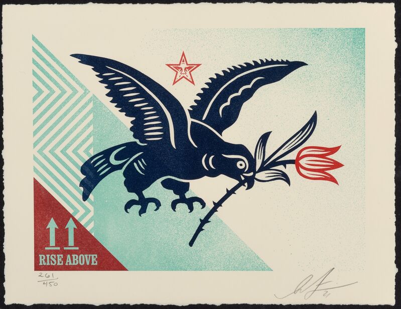 Shepard Fairey, ‘Rise Above Bird’, 2021, Print, Letterpress in colors on cream color paper, Heritage Auctions