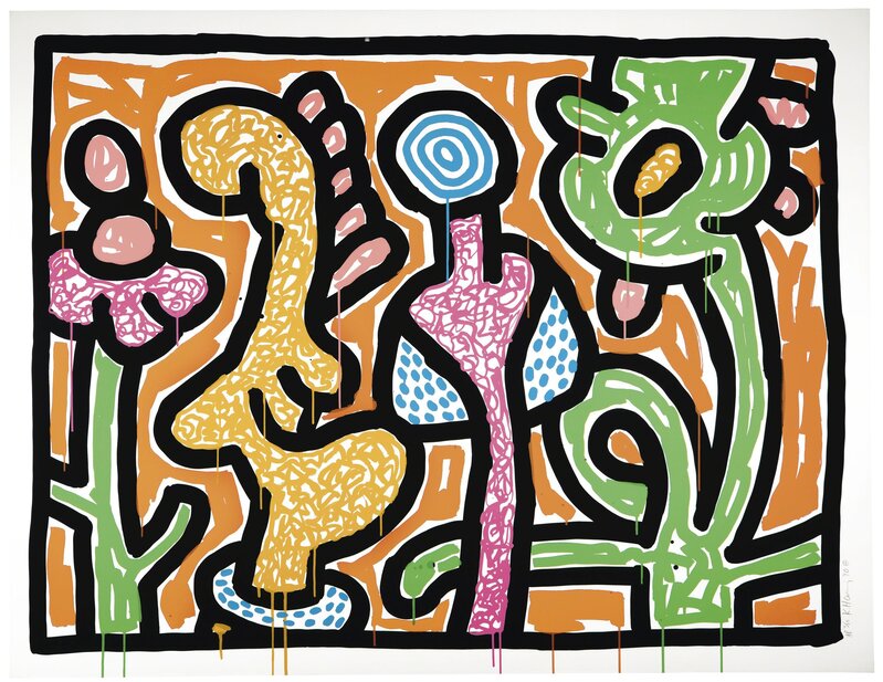 Keith Haring, ‘Flowers 1-5’, 1990, Print, The complete set of five screenprints in colors, on Coventry paper, Christie's