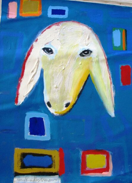 Menashe Kadishman, ‘Sheep Portrait in Blue’, –