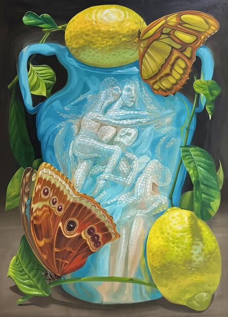 Gerald Davis, ‘Turquoise vase with Lemons’, 2022