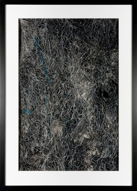 Katherine Filice, ‘Fragments of Memory II - Contemporary Abstract Work on Paper in Black & White with Teal’, 2020 