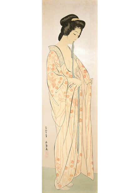 Goyo Hashiguchi, ‘Woman with Sash in Nagajuban’, 1920