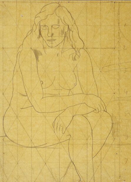 John Nash (1893-1977), ‘Seated nude, three quarter view, eyes closed’, ca. 1930