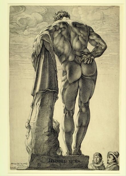 Hendrik Goltzius, ‘Dutch Visitors to Rome Looking at the Farnese Herculese’, ca. 1592