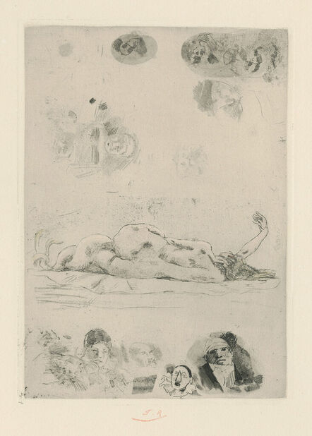 Félicien Rops, ‘Feuille de nénuphar. Die Lotusblume.’, 19th century