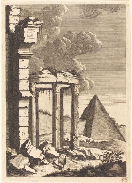 Bernhard Zaech after Jonas Umbach, ‘Goats before Ruins and a Pyramid’, ca. 1650