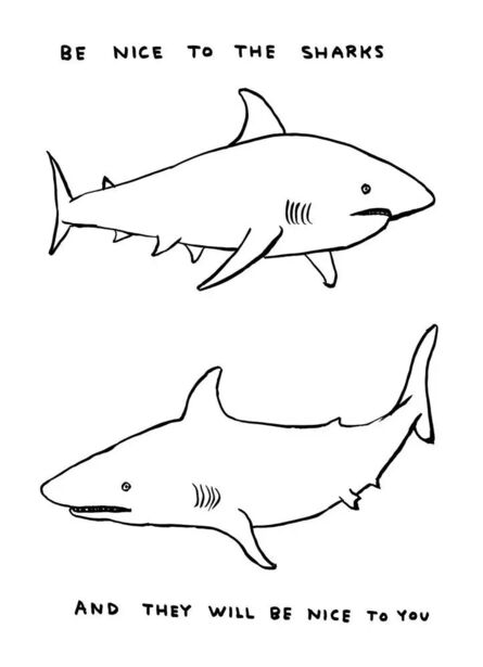 David Shrigley, ‘Untitled (Be Nice to the Sharks)’, 2023