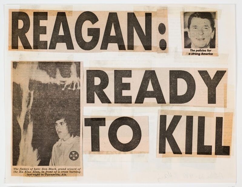 Keith Haring, ‘Reagan: Ready to Kill’, 1980, Mixed Media, Newspaper fragments and tape on paper (from a series of 8), de Young Museum