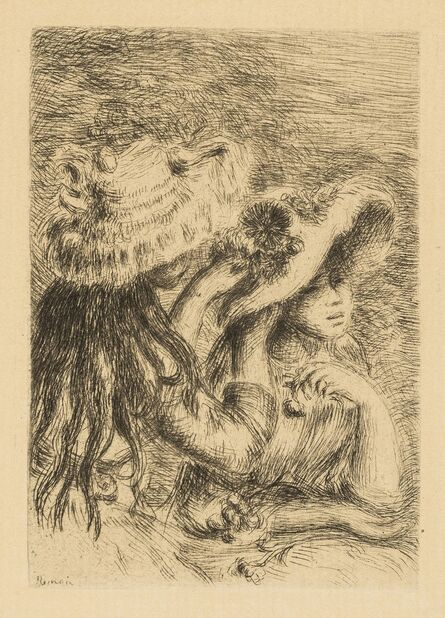 Pierre-Auguste Renoir, ‘Three Etchings (Sur la plage, à Berneval; Le chapeau épinglé (La fille de Berthe Morisot et sa cousine); Baigneuse debout, a mi-jambes) (Stella 5[iii], 8[ii], 23)’, circa 1892-1910