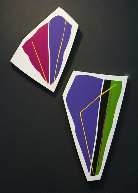 Aron Hill, ‘Purple and Magenta 1 & 2 - colourful, gold leaf edge, acrylic on shaped panel’, 2017