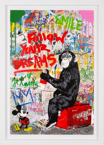 Mr. Brainwash, ‘'Smile' Follow Your Dreams Monkey, Unique Painting’, 2022