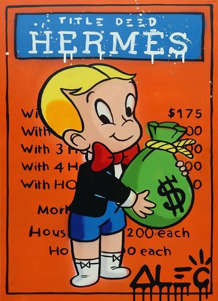 Alec Monopoly, ‘Richie Holding $ Bag Hermes Title Deed’, 2022