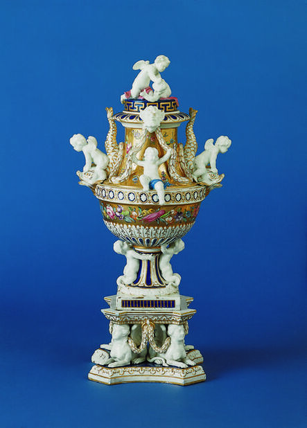 Chelsea Porcelain Factory, ‘Vase with Pedestal (Cupid and Dolphin)’, about 1775-1780