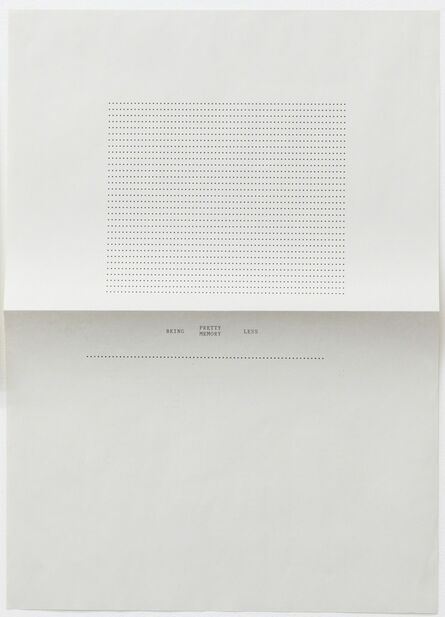 Sue Tompkins, ‘Untitled (Text reads: Being Pretty Memory Less)’, 2012