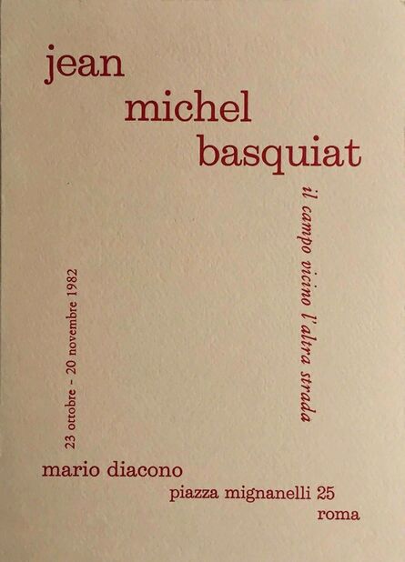 Jean-Michel Basquiat, ‘Basquiat 1982 Rome Announcement (Basquiat Italy 1982) ’, 1982