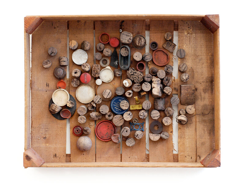 Jan Henderikse, ‘Father and Son’, 1959, Mixed Media, Assemblage of corks and plastic caps in wooden crate, The Mayor Gallery