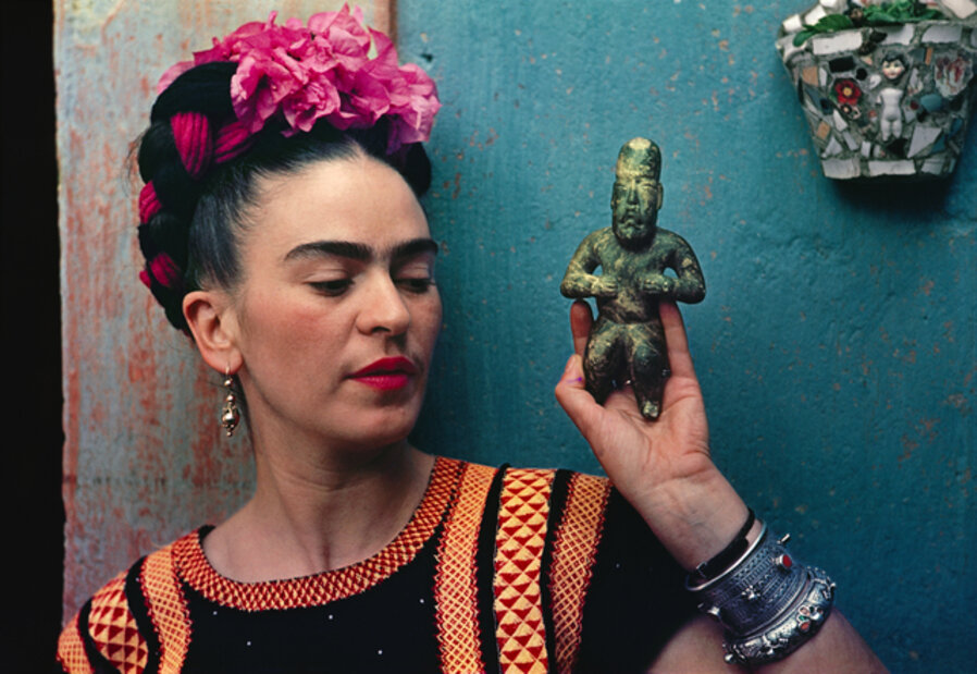 Frida With Olmaca Figurine, Coyoacan