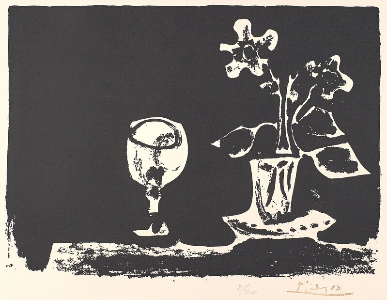 Pablo Picasso, ‘Still Life with Glass and Flowers, from The Poem of Paul Eluard’, Print, Lithograph on Arches (framed), Rago/Wright/LAMA/Toomey & Co.