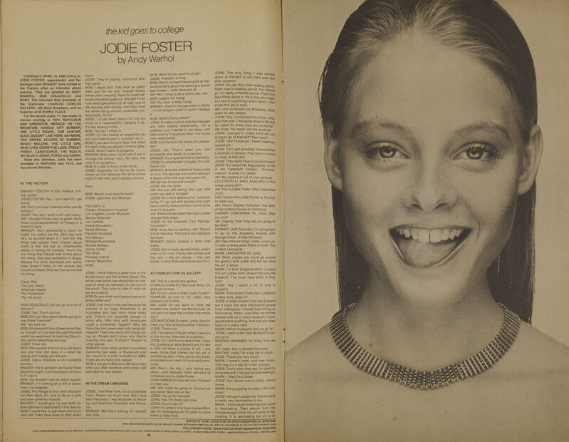 Andy Warhol, ‘Interview, Jodie Foster’, 1980, Mixed Media, Felt pen on the magazine cover, Itineris