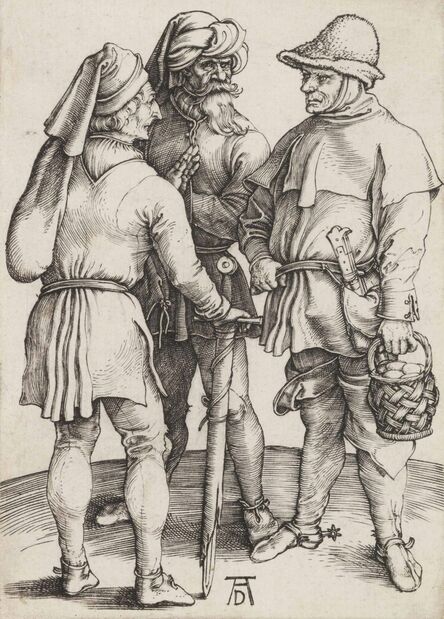 Albrecht Dürer, ‘Three Peasants in Conversation’, circa 1497