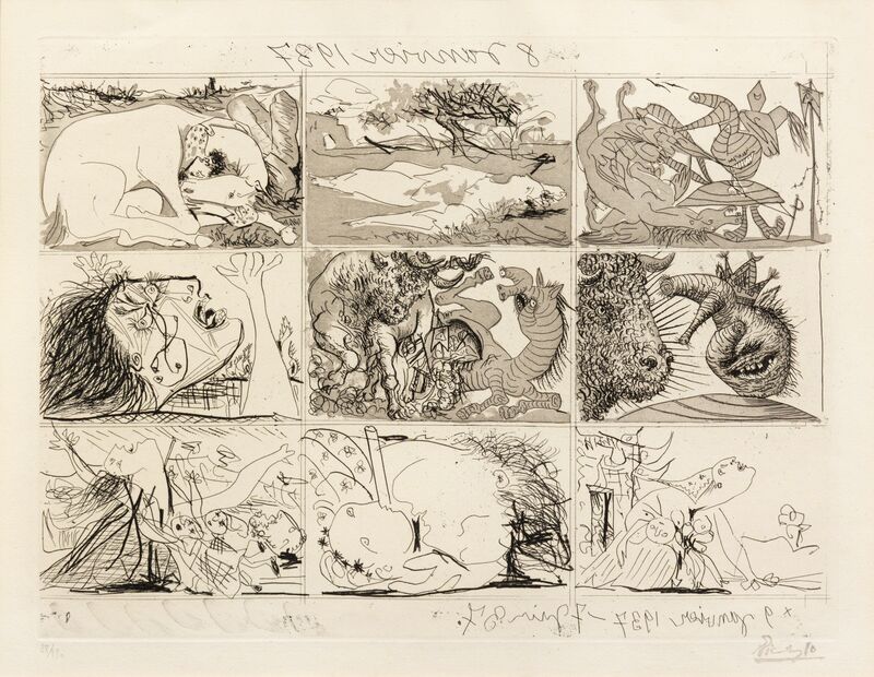 Pablo Picasso, ‘Sueno y mentira de Franco (a group of 2)’, 1937, Print, Etching and aquatint, Hindman