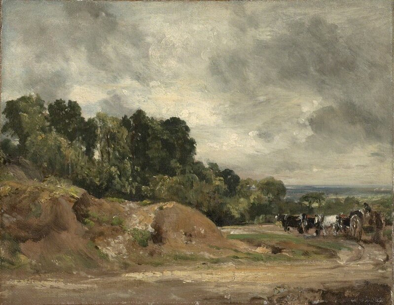 John Constable, ‘Sandbanks and a Cart and Horses on Hampstead Heath’, 1820-1825, Painting, Oil on canvas, Clark Art Institute