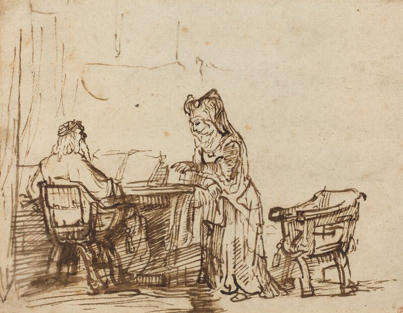 After Rembrandt van Rijn, ‘Hannah Rejecting the Reproaches of the Prophet Eli’, Drawing, Collage or other Work on Paper, Pen and brown ink on laid paper, National Gallery of Art, Washington, D.C.