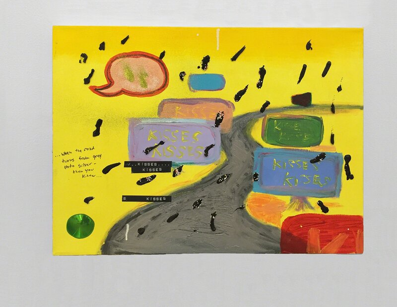 Yael Kanarek, ‘Kisses’, 1995, Painting, Acrylic, paper, marker, and glitter on canvas, bitforms gallery