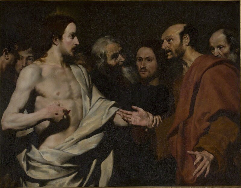 Giovanni Antonio Galli called Lo Spadarino, ‘The Incredulity of Saint Thomas’, 1620s, Painting, Oil on canvas, The National Gallery, London