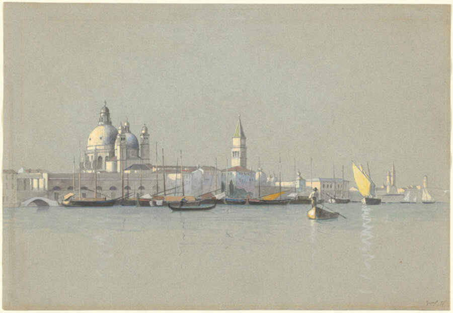 View across the Giudecca Canal toward the Salute and the Campanile of San Marco