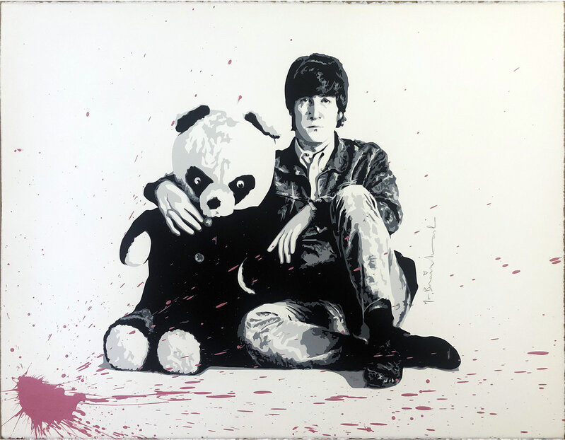 Mr. Brainwash, ‘'All You Need is Love'’, 2010, Print, 6-color screen print on hand-torn archival fine art paper. Hand-finished in pink spray paint., Signari Gallery