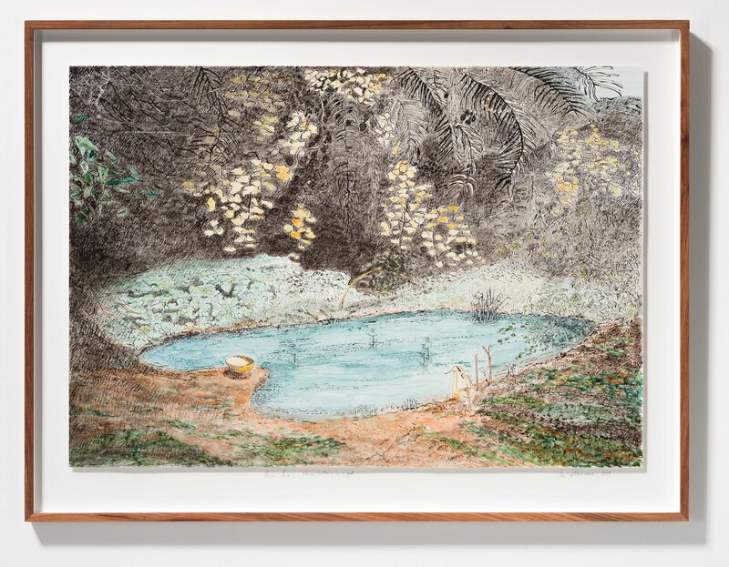Sue Williamson, ‘Postcards from Africa: Sierra-Leone – Women bathing in a pool’, 2019, Drawing, Collage or other Work on Paper, Engraved glass, Sennelier ink on yupo polypropylene archival paper, Goodman Gallery