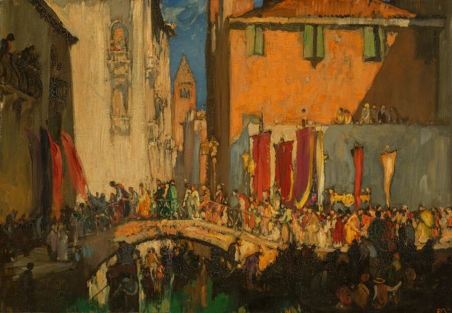 A procession from the Church of San Barnaba, Venice