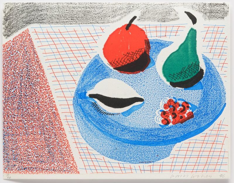 David Hockney, ‘The Round Plate, April 1986’, 1986, Print, Homemade print executed on an office color copy machine, Leslie Sacks Gallery
