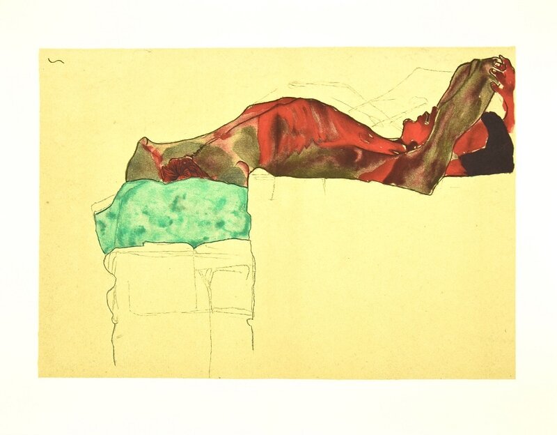 Egon Schiele, ‘Reclining Male Nude with Green Cloth’, 2007, Print, Lithograph on paper., Wallector