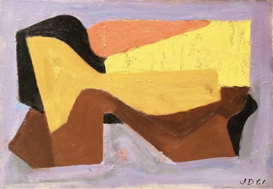 "Unidentified Flying Object" Abstract Non-Objective Mid 20th Century Color Field Painting James Daugherty