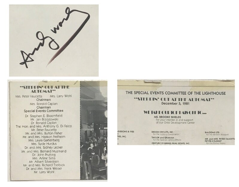 Andy Warhol, ‘"You're Invited to a Party", 1981, SIGNED, 2-Invitations / Tickets,  Fundraiser Lighthouse for the Blind, Horn & Hart Automat Restaurant NYC.’, 1981, Drawing, Collage or other Work on Paper, Blk. Sharpie on cardstock, VINCE fine arts/ephemera