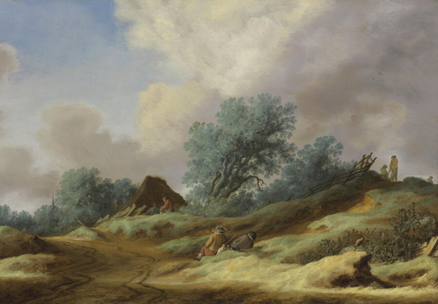 A landscape with peasants on a dune