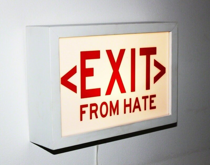Cabell Molina, ‘EXIT from HATE’, 2017, Sculpture, Lightbox sculpture made of wood, plexi, spray paint, laser cut, Art for ACLU Benefit Auction