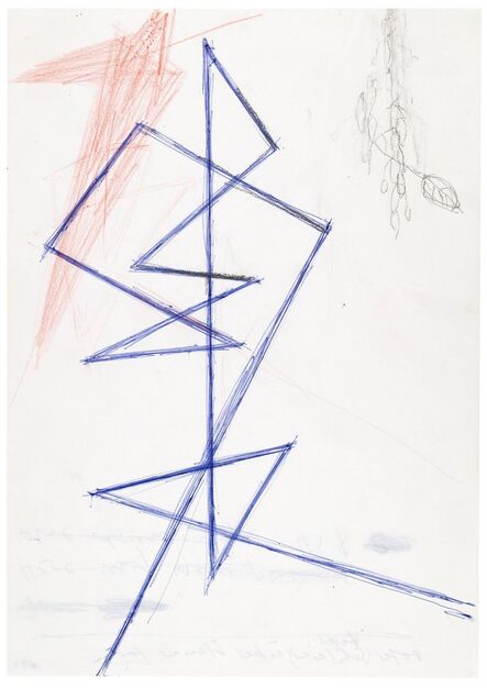 Helmut Federle, ‘Roter Vogel (Schleier) über blauer Form’, 1984