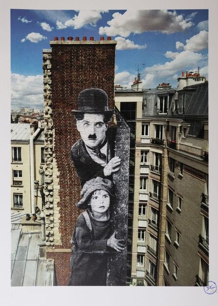 JR, ‘Charlie Chaplin revu par JR, The Kid, Charlie Chaplin & Jackie Coogan, USA, 1923, de jour Paris’, 2021